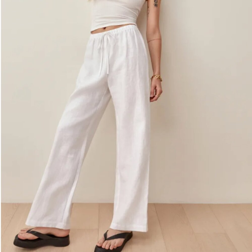Petites Olina Linen Pant White XSP NWOT